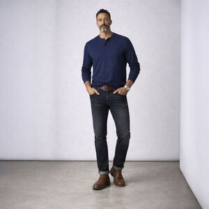 J.Crew XL Heather Navy Neps Rugby Henley NWT Cotton Shirt